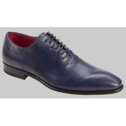 Mezlan "Jonathan" Blue Genuine Burnished Italian Calfskin Oxford Shoes 8189.
